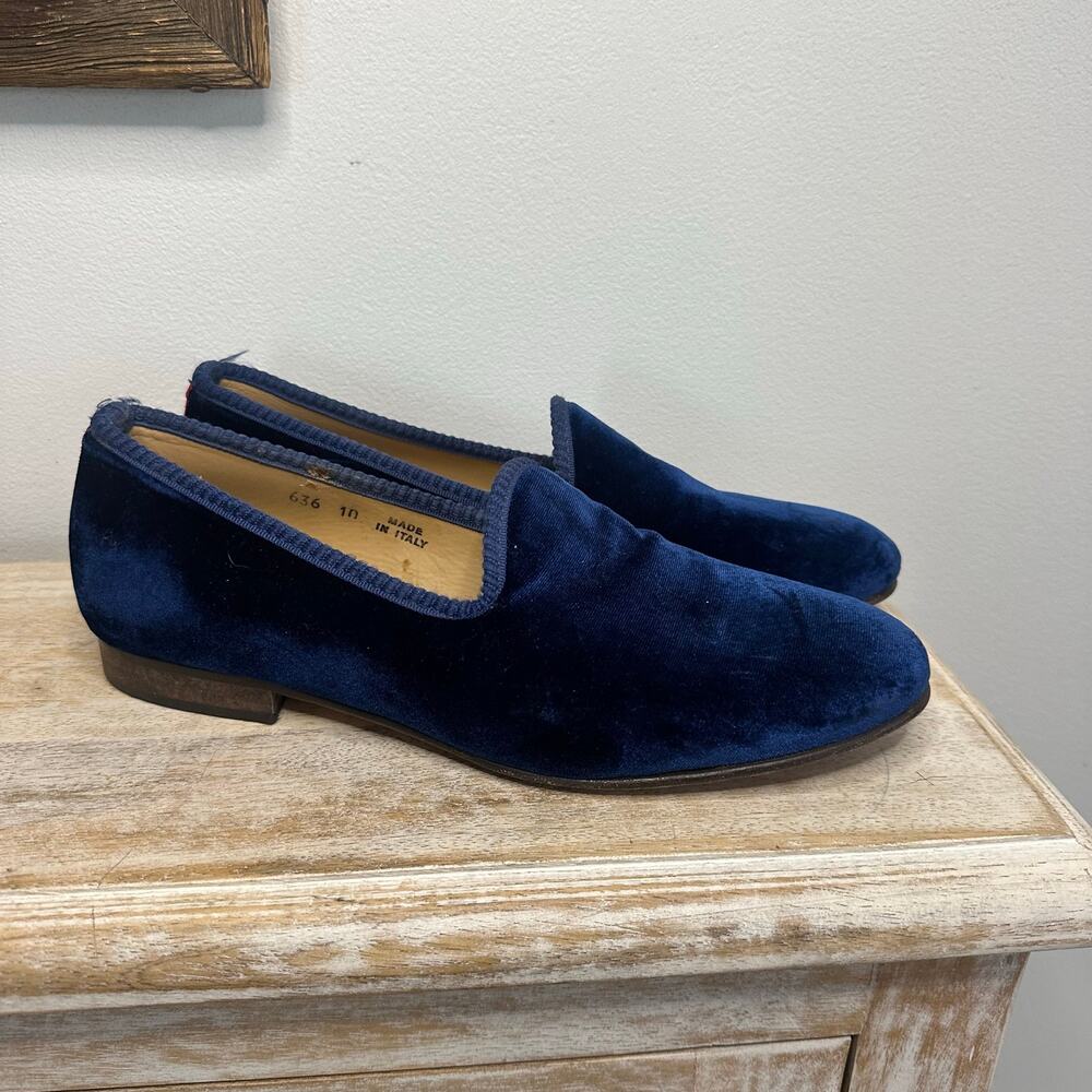 Del Toro Royal Blue Velvet Slipper Loafer Sz 10